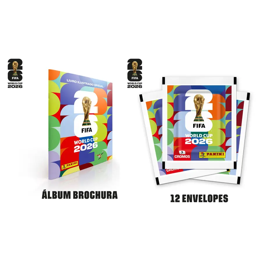 Combo Copa do Mundo 2026 – Álbum Brochura + 12 Envelopes